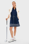 Navy and White Embroidered Sleeveless Performance Seersucker Alcott Golf Dress