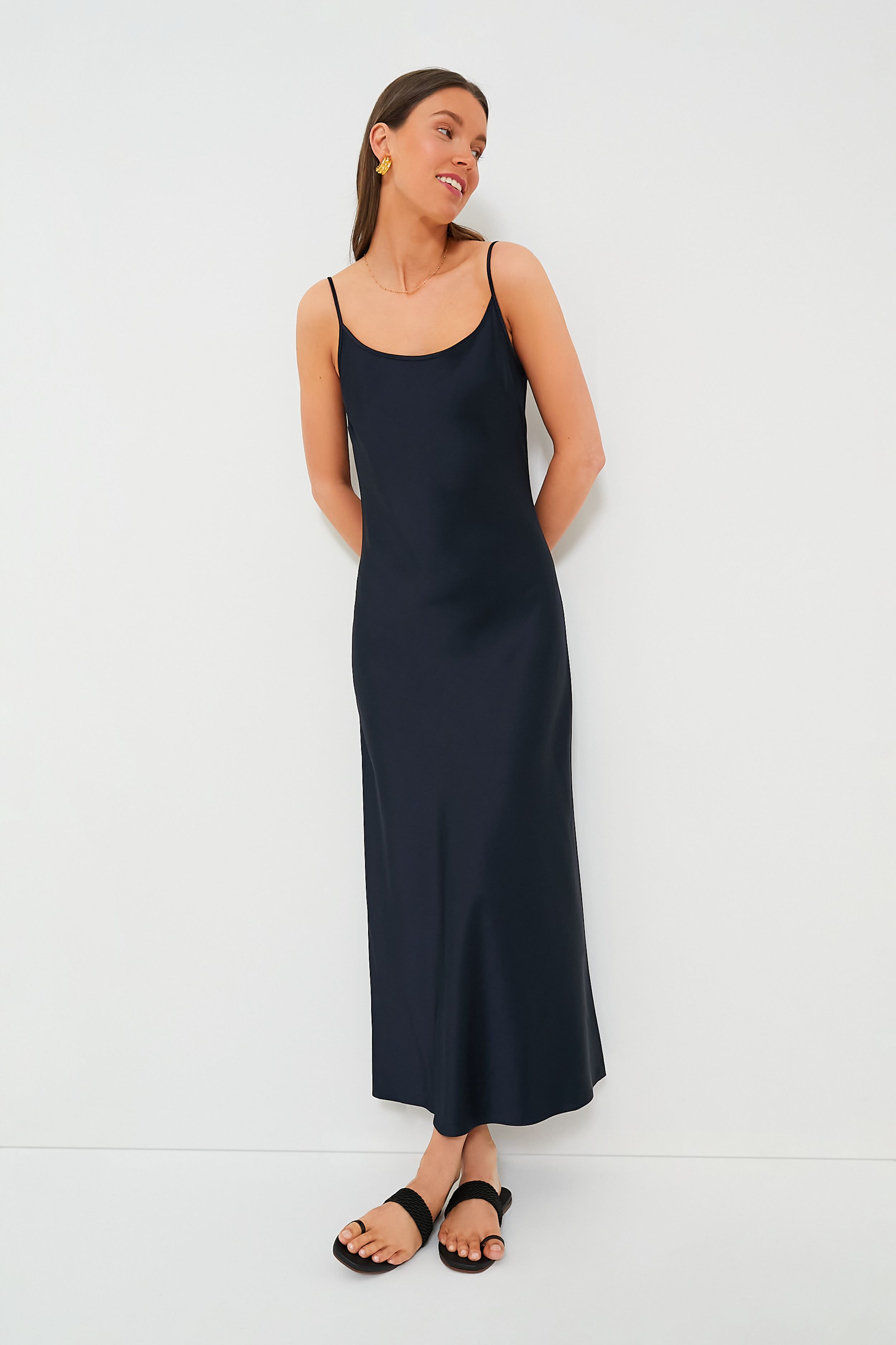 Navy Haley Slip Midi Dress | Saint Art