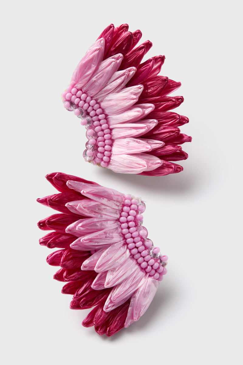 Pink All Raffia Mini Madeline Earrings