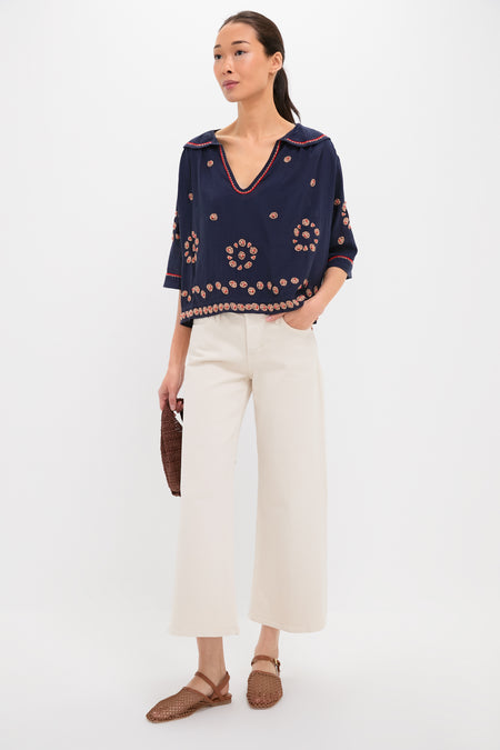 Navy The Beaded Vintage Sailor Top