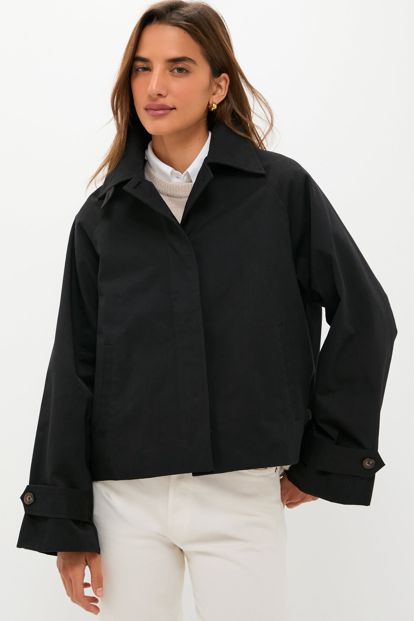 Black Drew Short Trench Coat | Tuckernuck