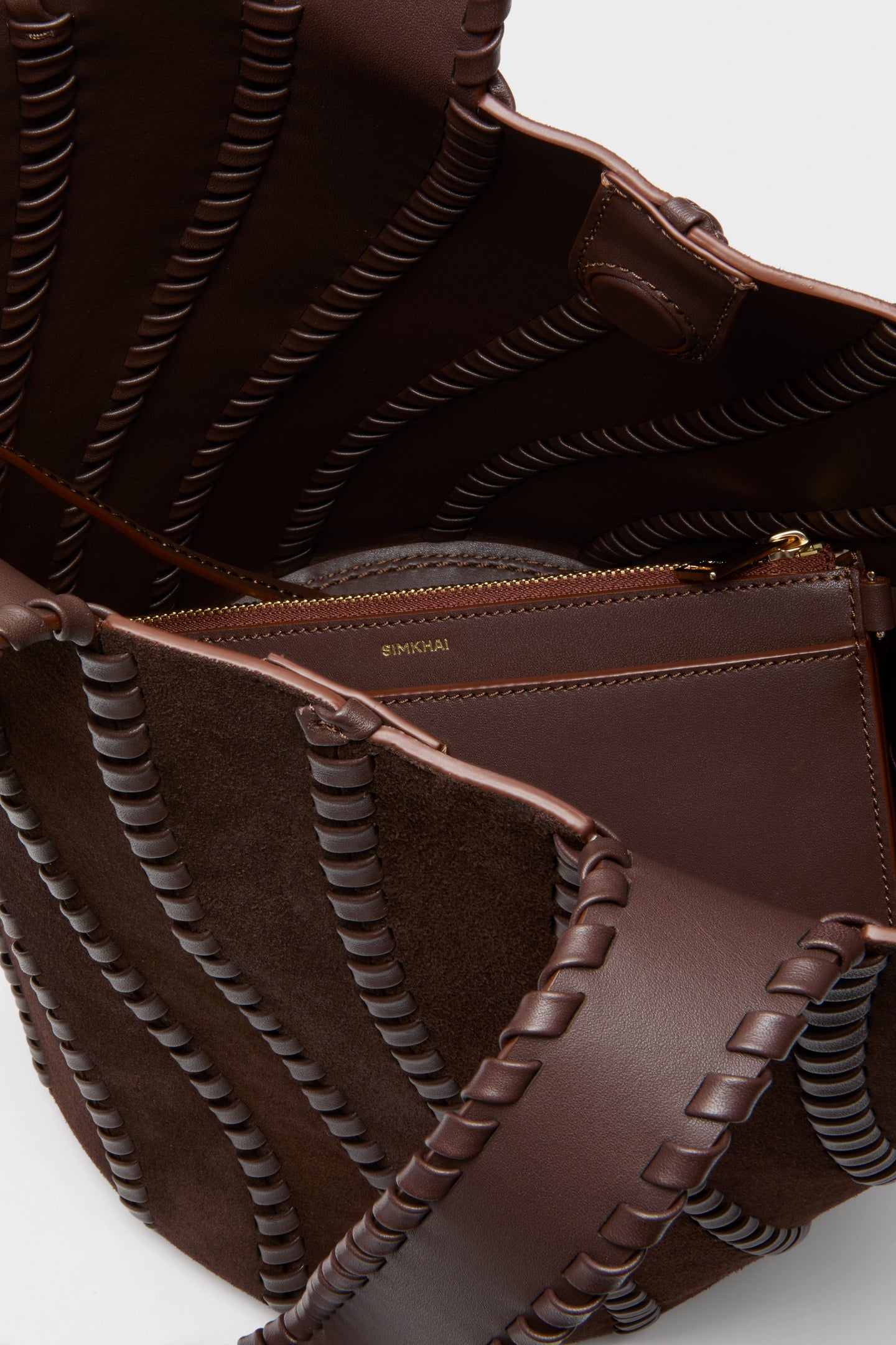 Cacao Tallia Suede Bucket Bag