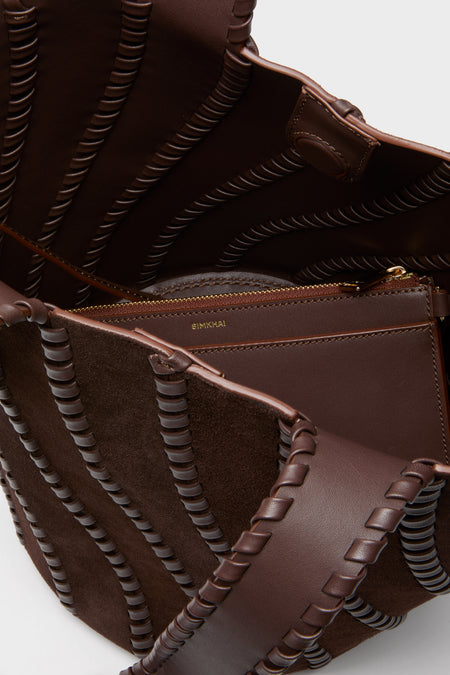 Cacao Tallia Suede Bucket Bag