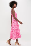 Pink & Raspberry Ginkgo Floral Augustine Midi Dress