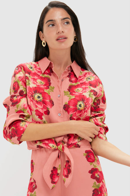 Coral Poppy Rebecca Blouse