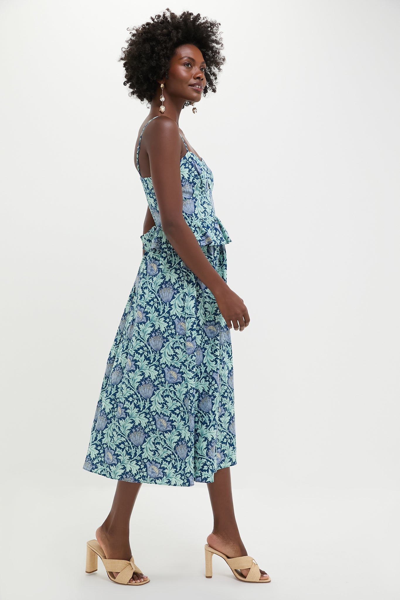maeve smocked midi dress Maeve Puff-Sleeve Square-Neck Smocked Midi Dress