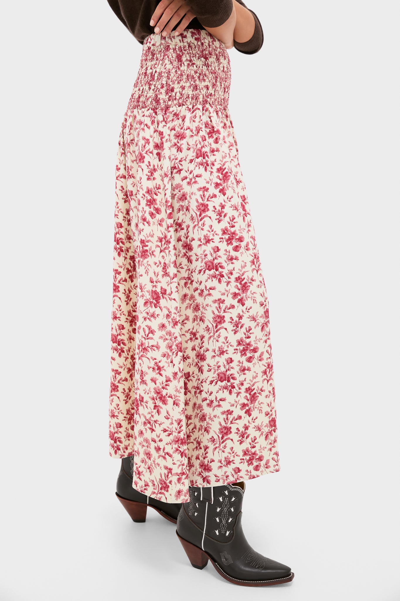 Pomegranate Bloom Smocked Benson Skirt