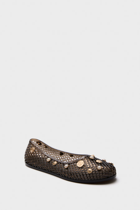 Black Iro Jelly Shell Flats