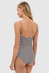 Black and White Striped Las Blasas Embroidered One Piece