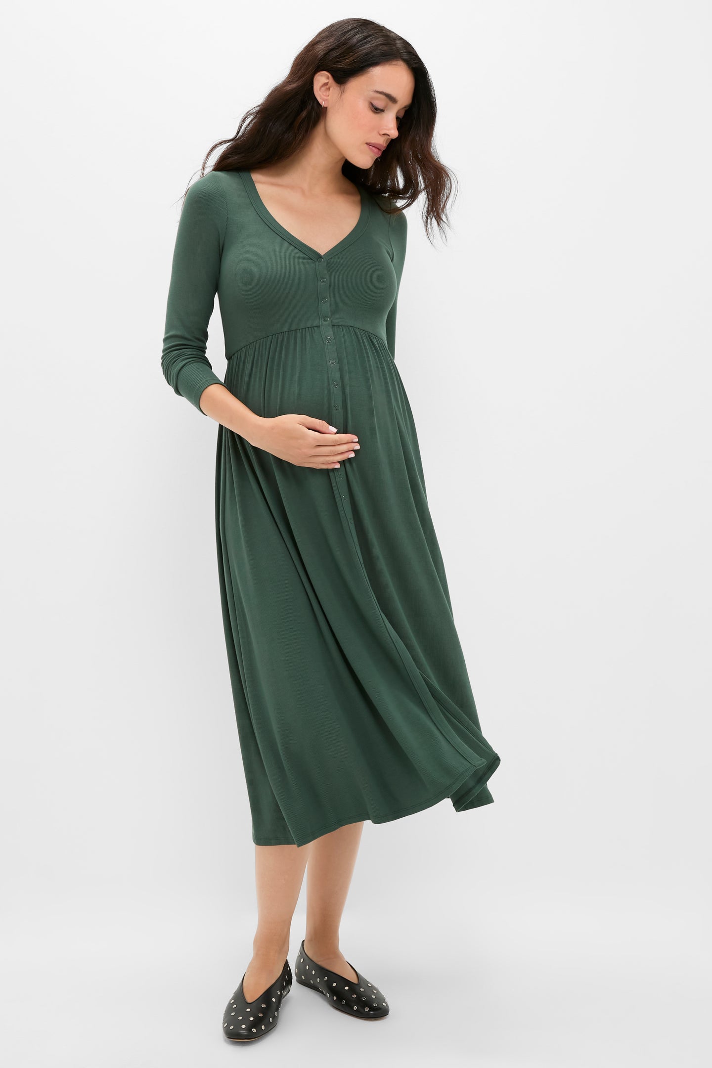 Pine Softest Rib Nursing Dress