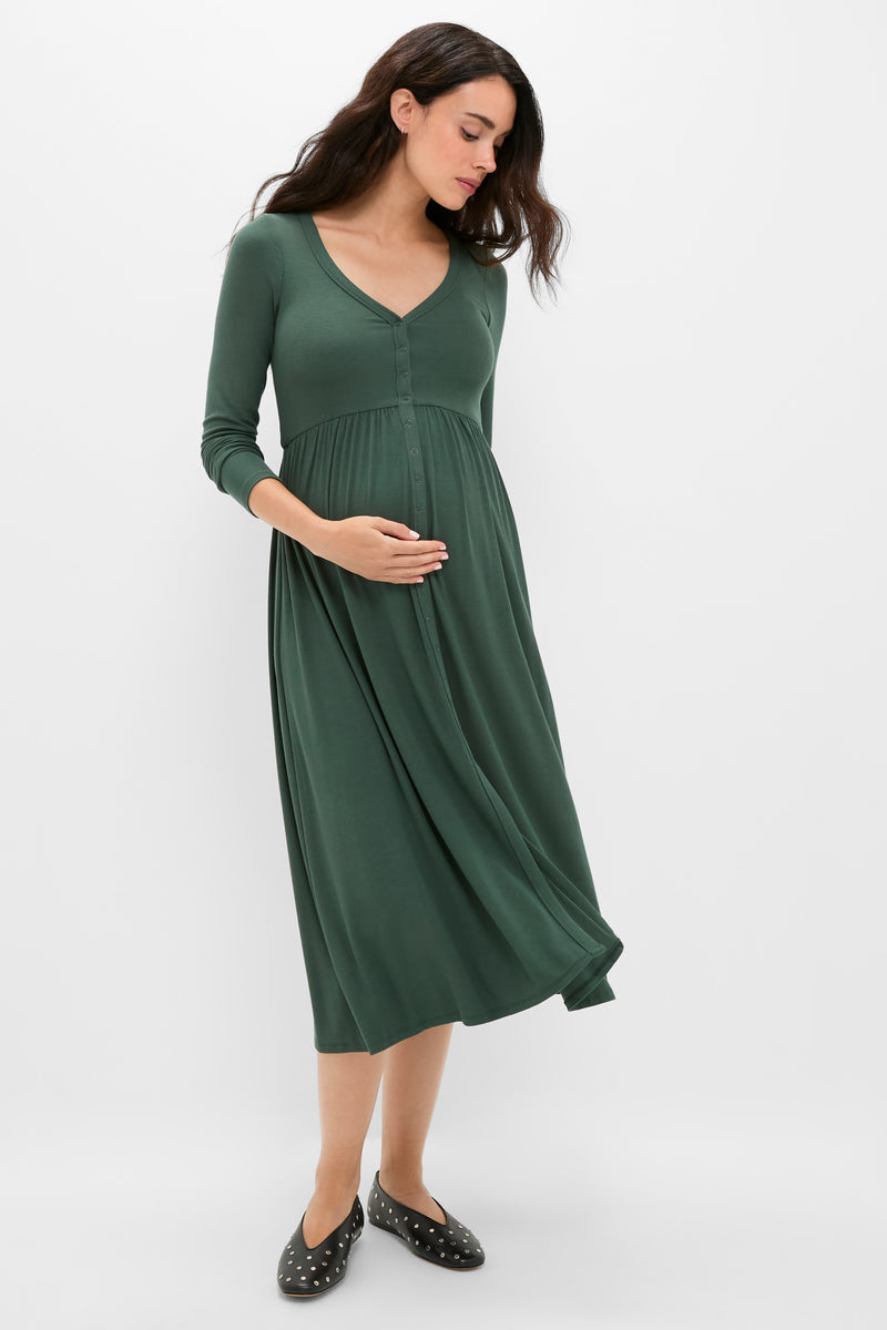 Pine Softest Rib Nursing Dress