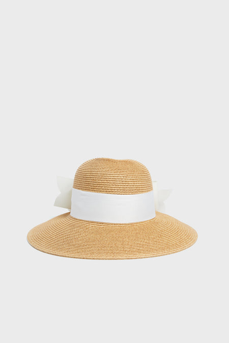 Exclusive Cream Packable Wide Bow Sunhat - Main Image
