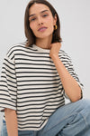 Black Stripe French Terry Myers Cropped Tee