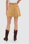 Gold Dust Cow Roughout Suede Leather Skin Mini A-Line Skirt