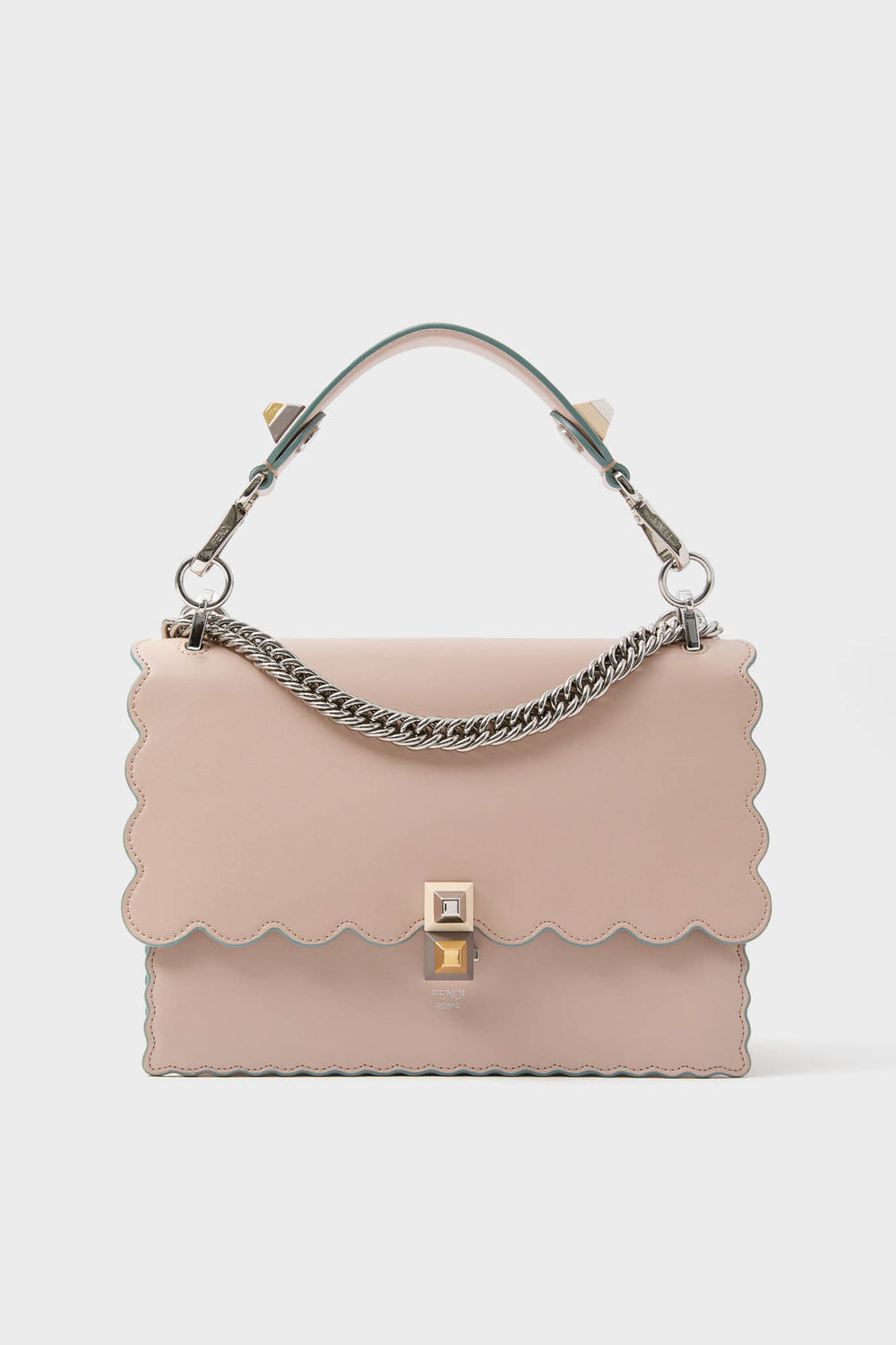 Fendi Light Pink Vitello Liberty Scalloped Studded Kan I Shoulder Bag