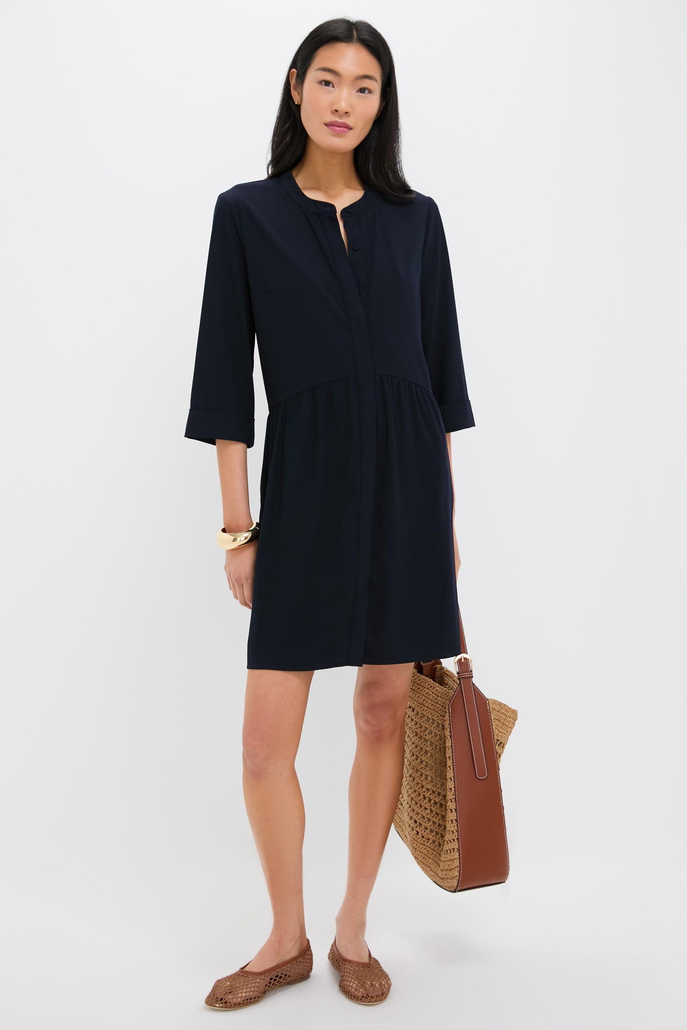 Navy Crepe Royal Shirt Dress Navy Crepe Royal Shirt Dress