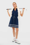 Navy and White Embroidered Sleeveless Performance Seersucker Alcott Golf Dress