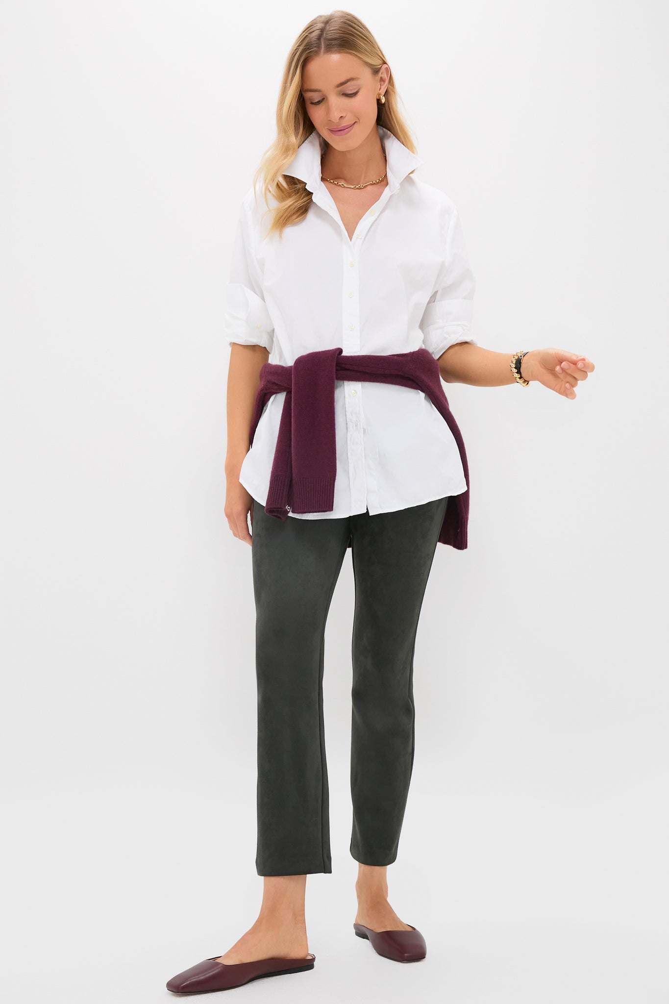 Deep Olive Vegan Suede Ashford Pants