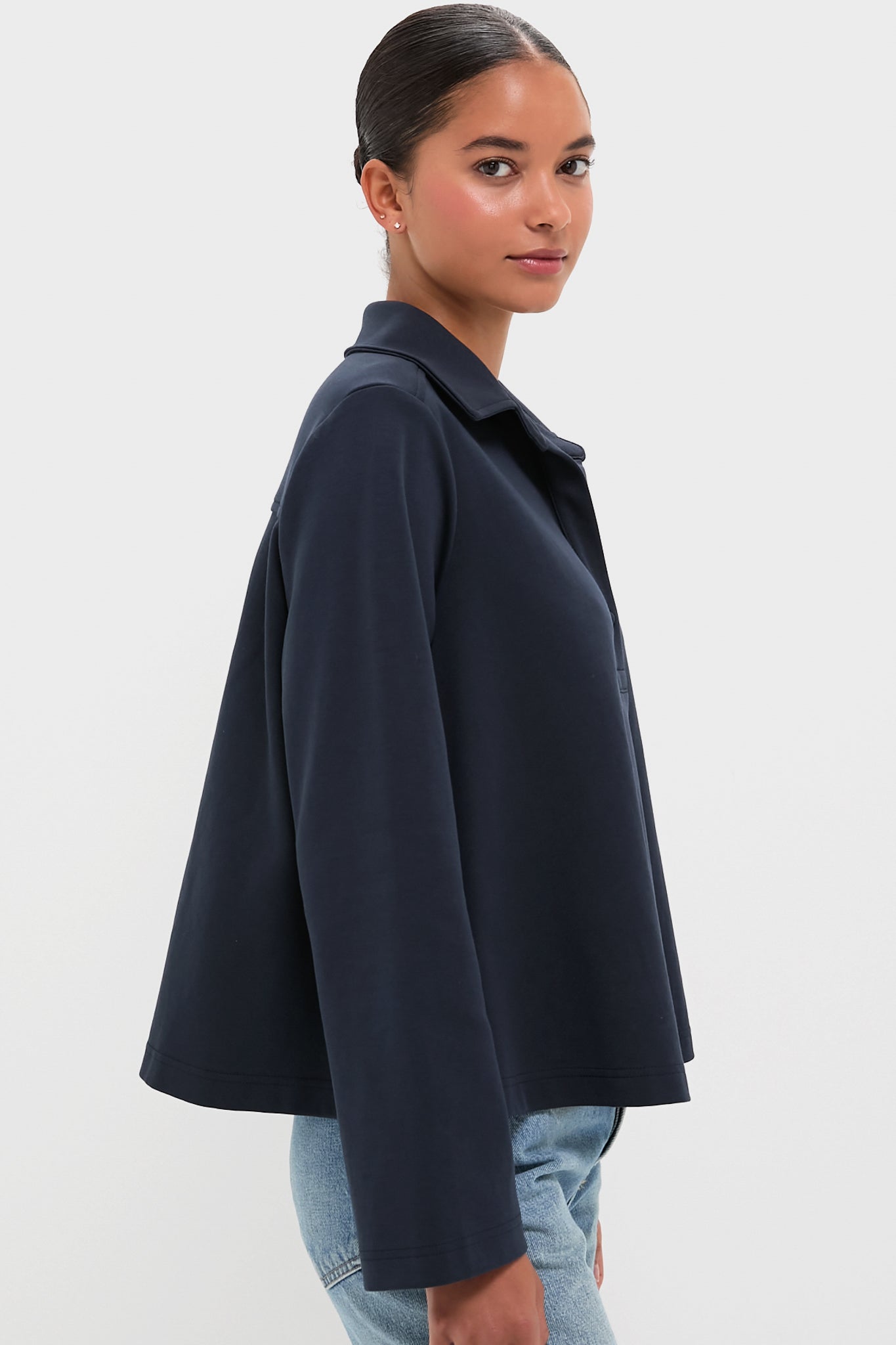 Navy Carlyn Long Sleeve Polo