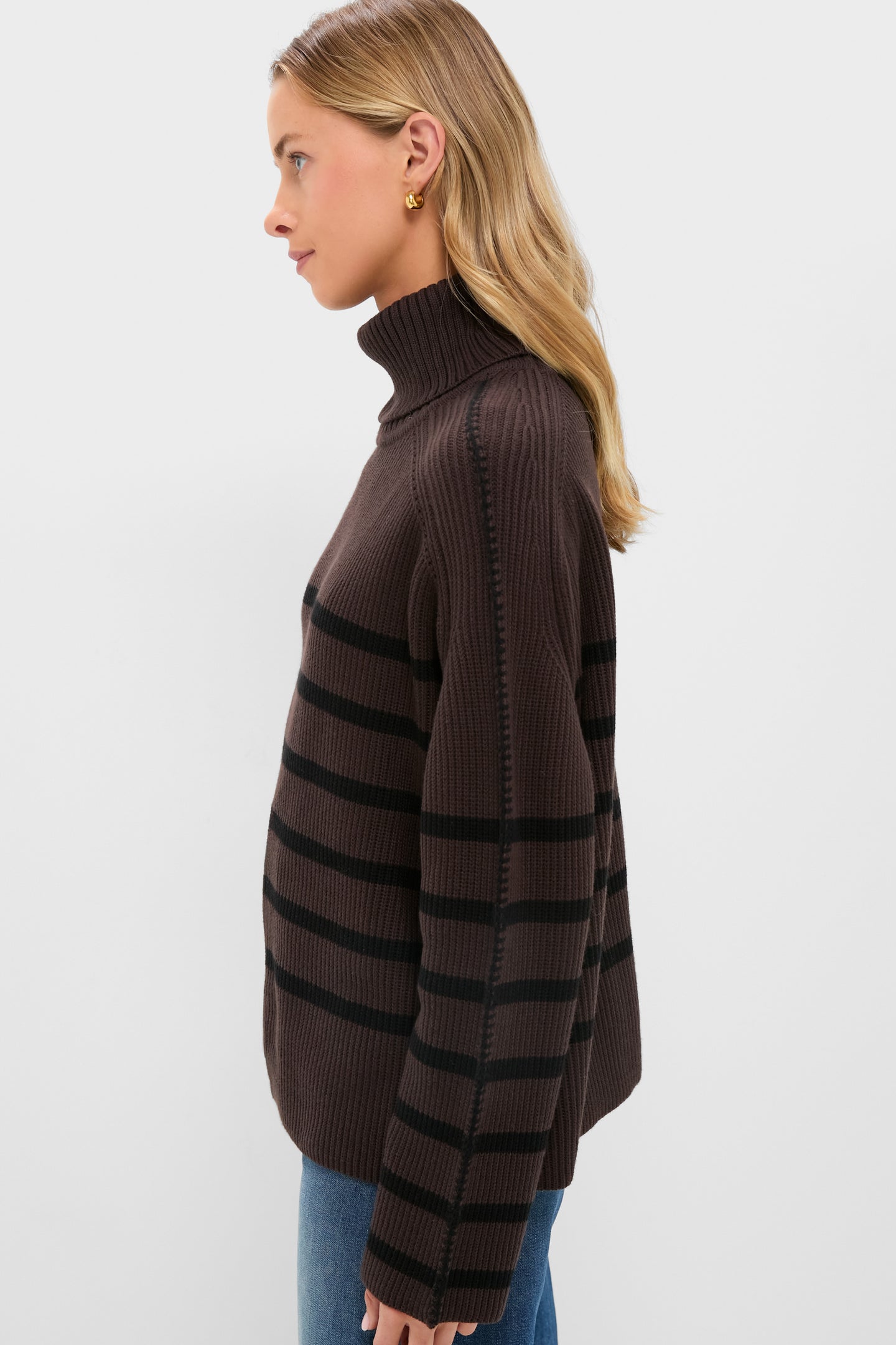Chocolate & Black Striped Emsley Turtleneck