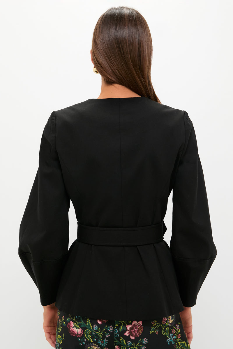 Black Long Sleeve Structured Rhoda Tunic Top