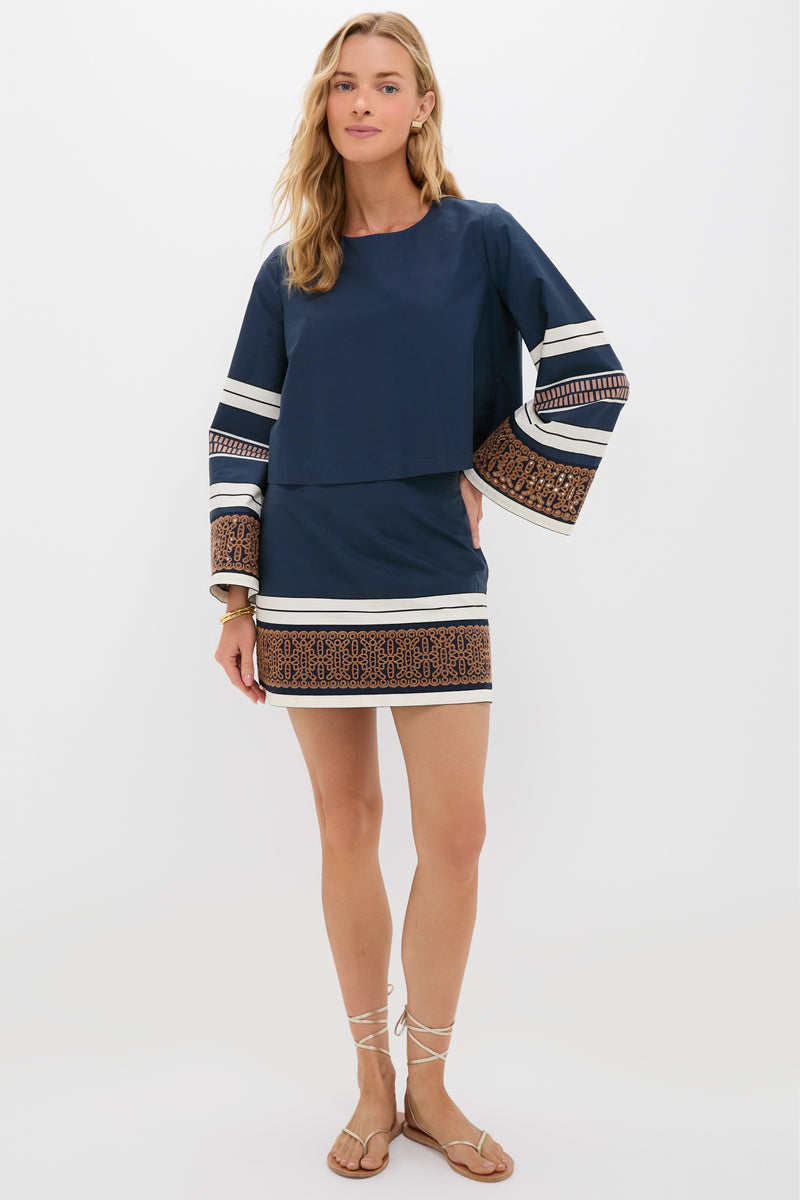 Riverside Stripe Cotton Eyelet Maxine Top
