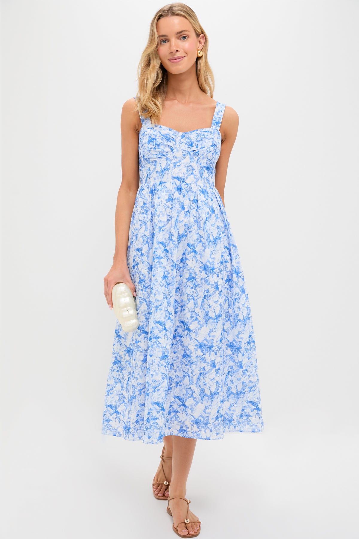 Hyacinth House Blue Watercolor Annette Midi Dress Blue Watercolor / XS