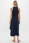 Navy Knit Tie Front Brinley Dress