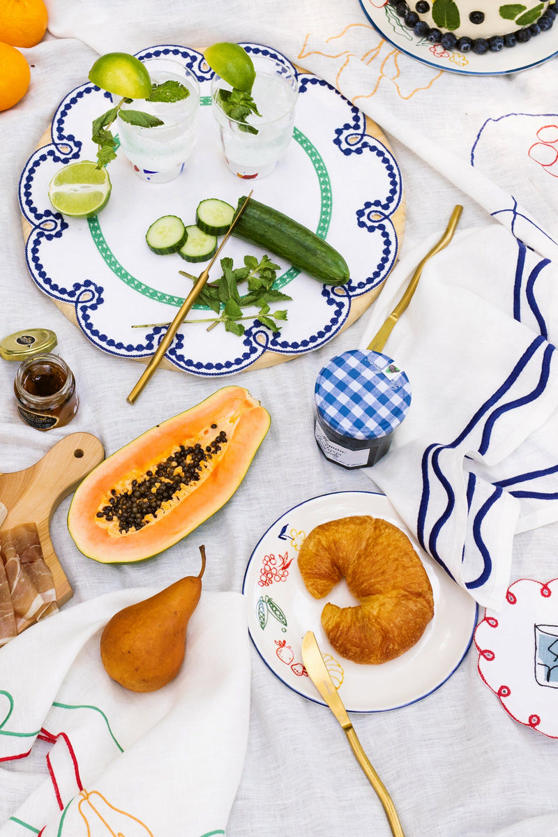 Fete Embroidered Linen Coasters (Set of 4)