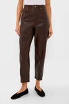 Mahogany Lux Lambskin Leather Ankle Pants