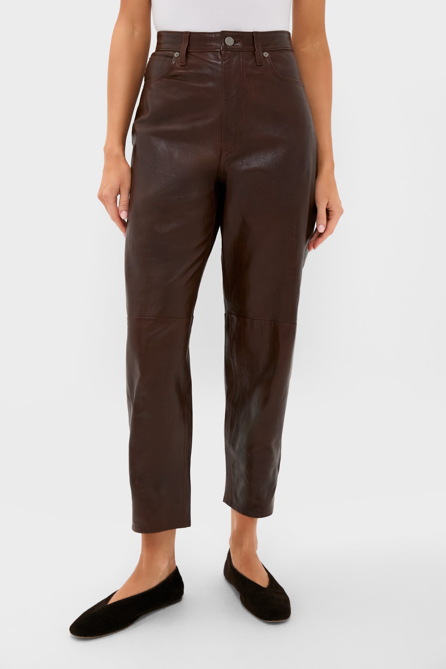 Mahogany Lux Lambskin Leather Ankle Pants