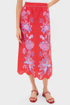 Porcelain Garden Red Midi Skirt