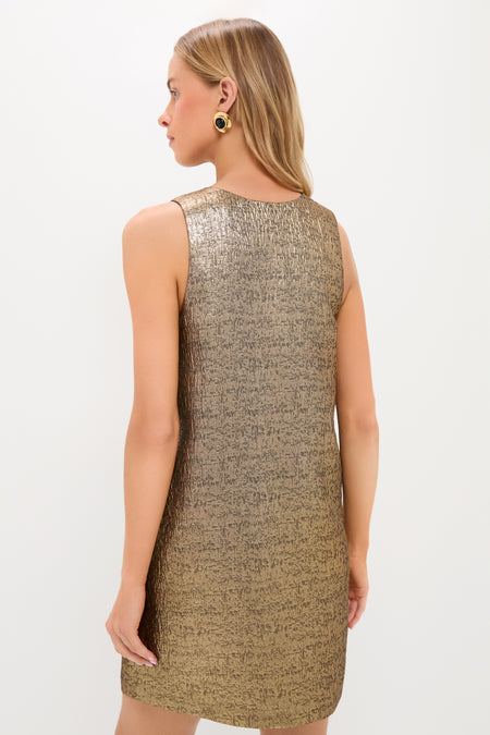 Gold Textured Jacquard Mollie Dress