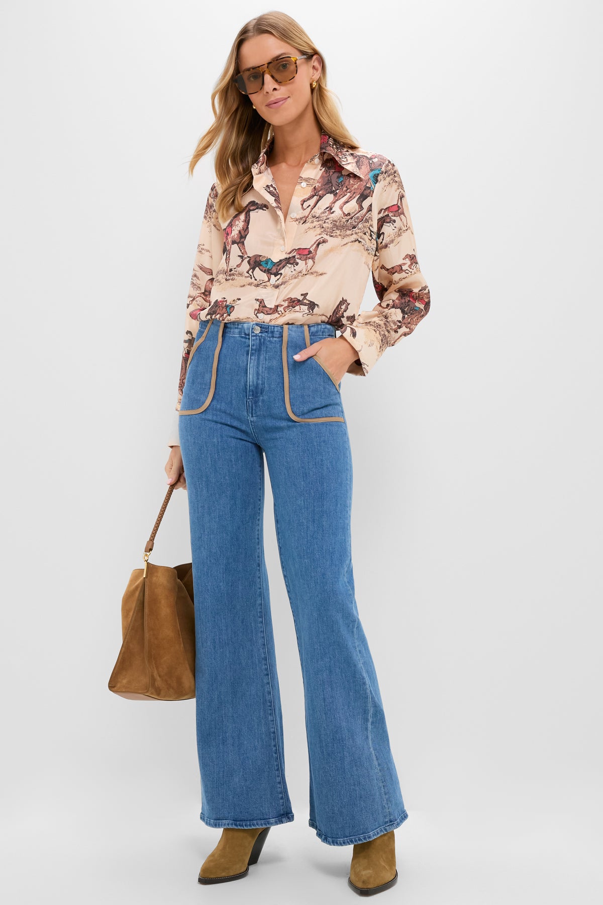 Blue Crystal High Rise Joni Extreme Flare