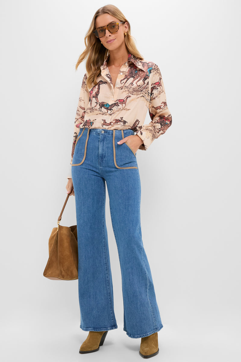 Blue Crystal High Rise Joni Extreme Flare