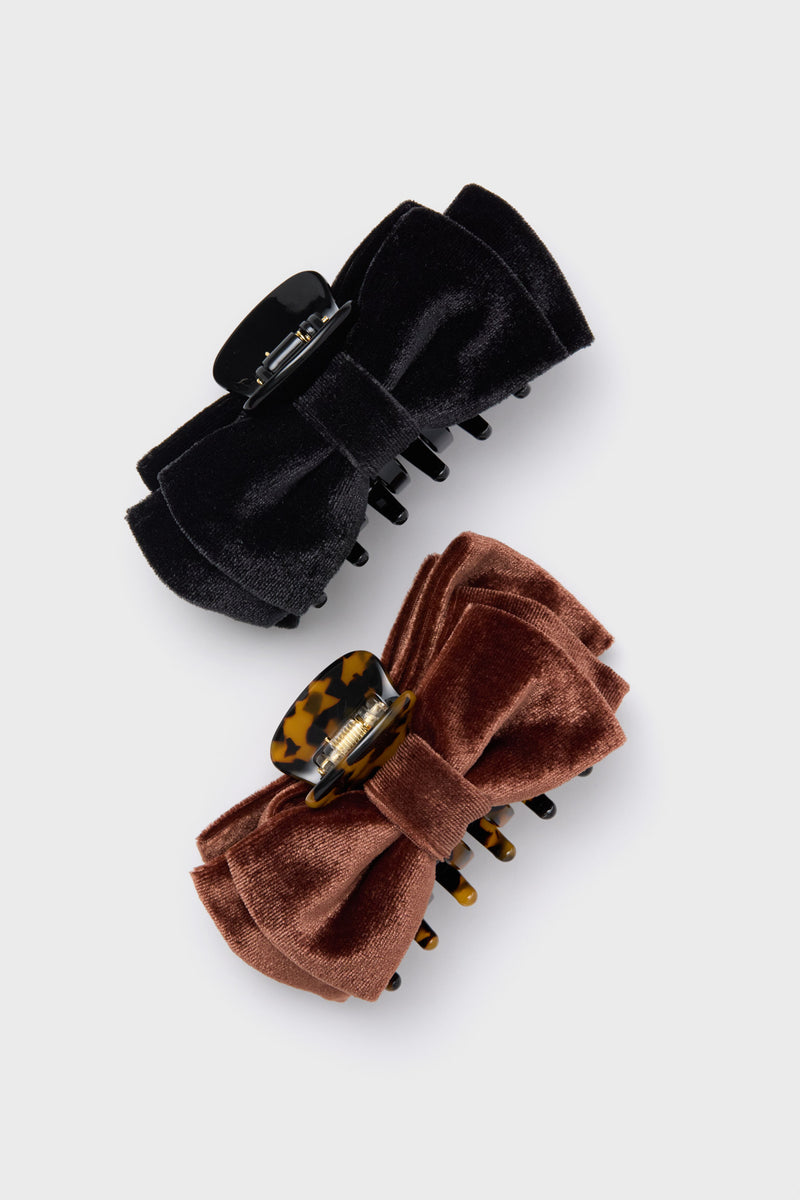 Velvet Bow Claw Clips Set of 2