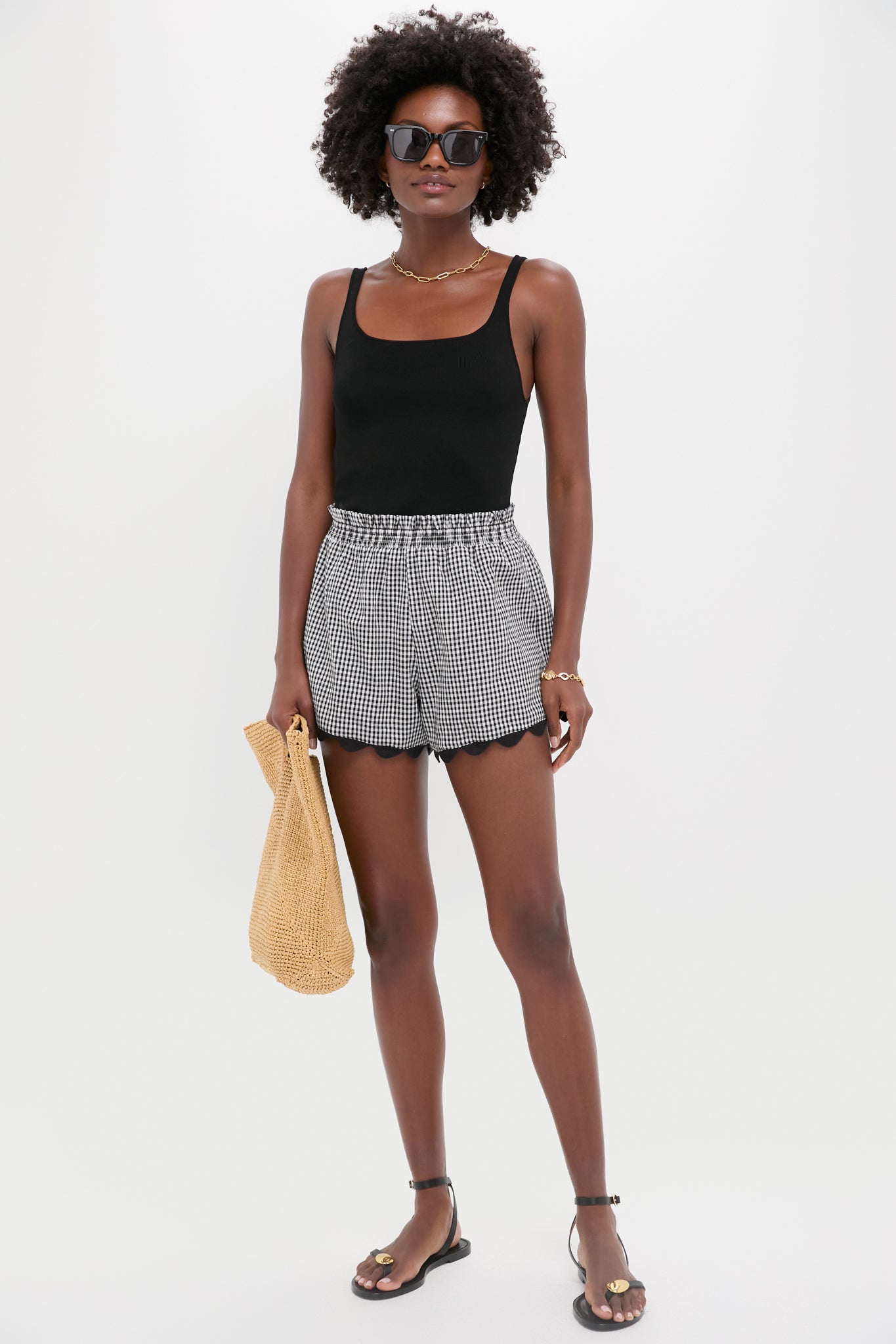 Black Gingham Ric Rac Ava Short
