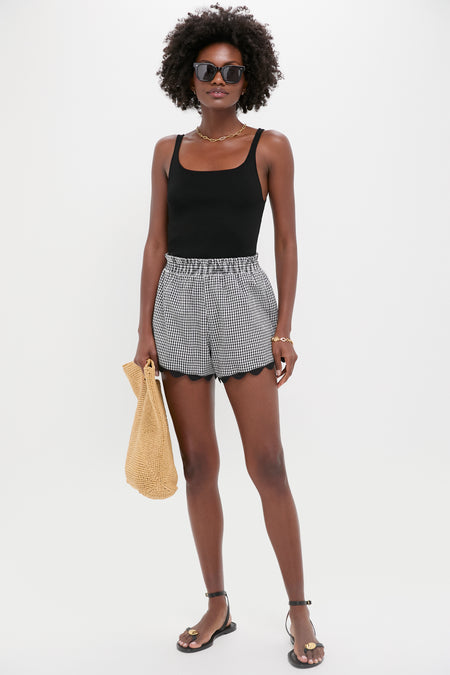 Black Gingham Ric Rac Ava Short