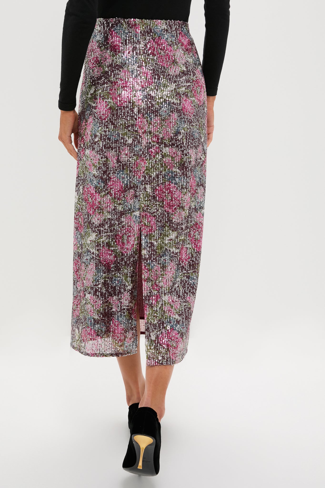 Floral Sequin McKey Midi Skirt