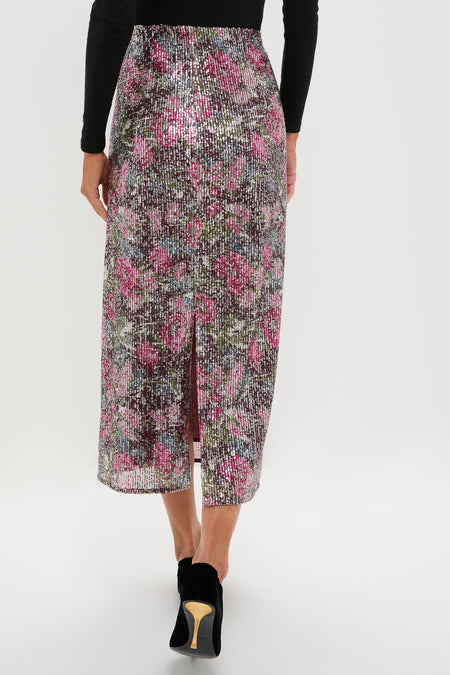 Floral Sequin McKey Midi Skirt
