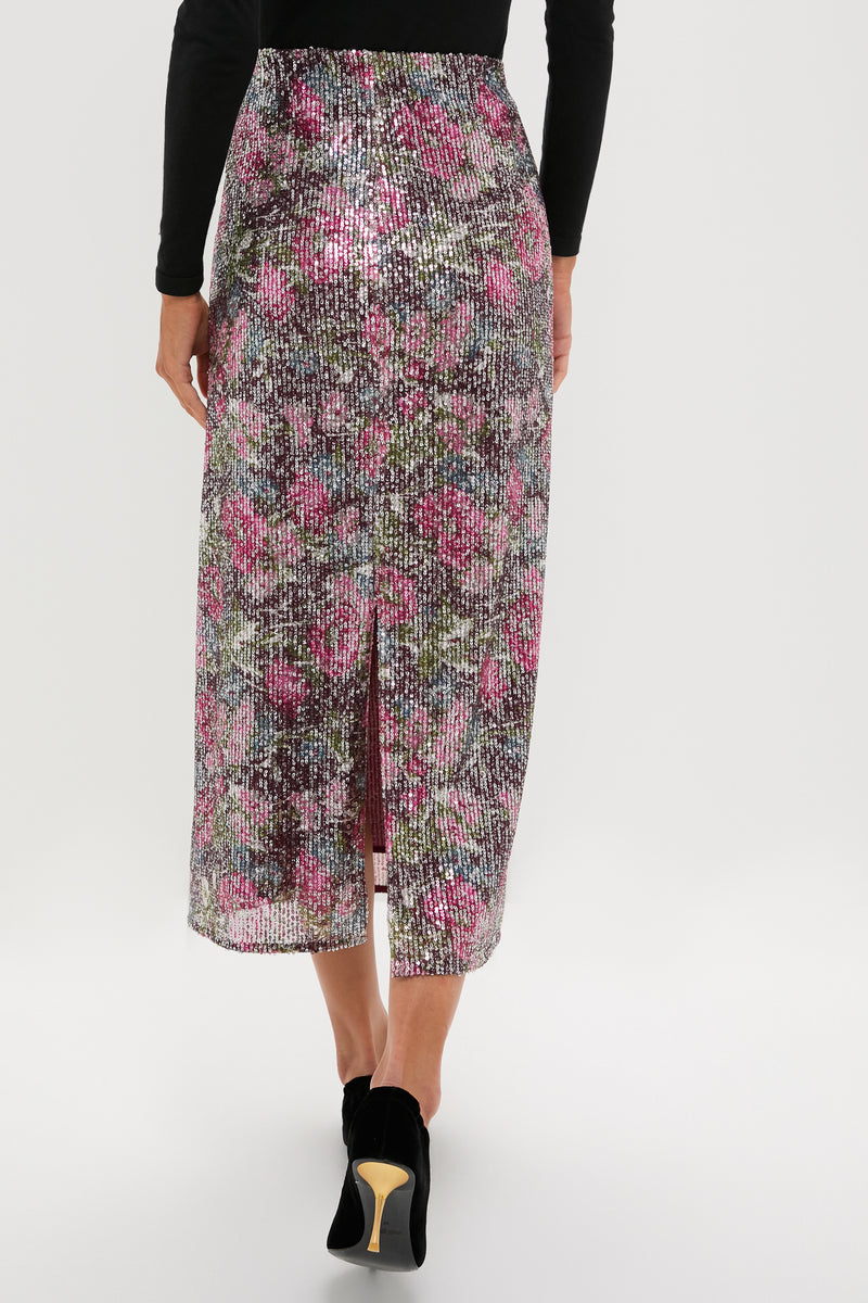 Floral Sequin McKey Midi Skirt