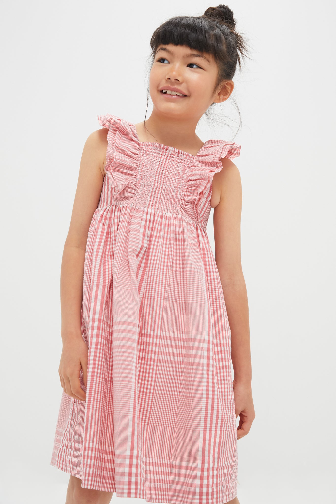 Red Smocked Sleeveless Dress