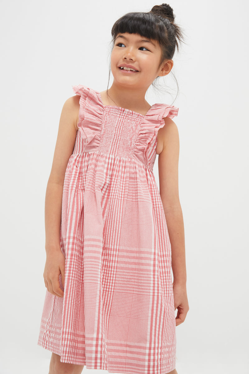 Red Smocked Sleeveless Dress