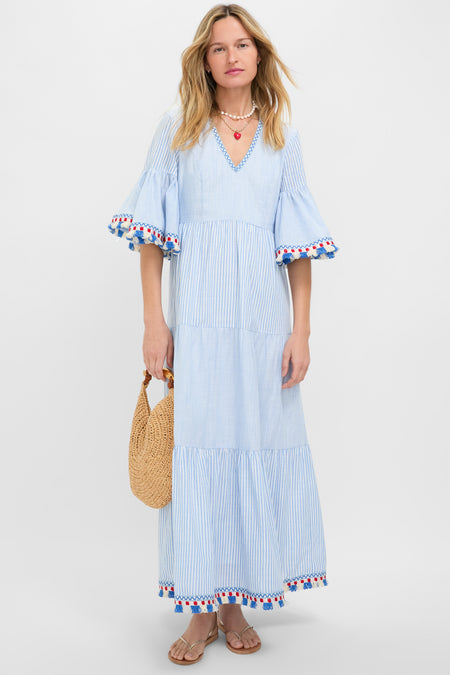 Chambray Stripe Fringe Ginger Dress