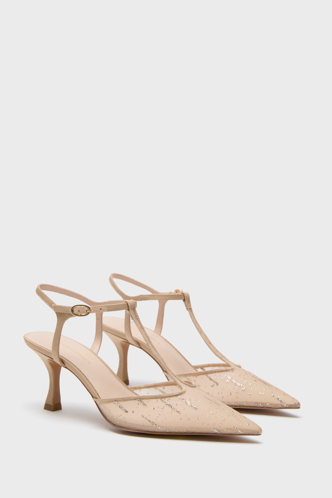 Nude Glitter Mesh Margot Heels