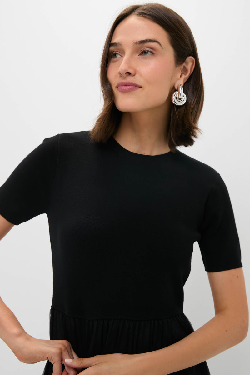 Black Short Sleeve Knit Welton Dress