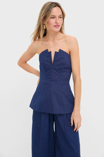Navy Denim Corozo Top