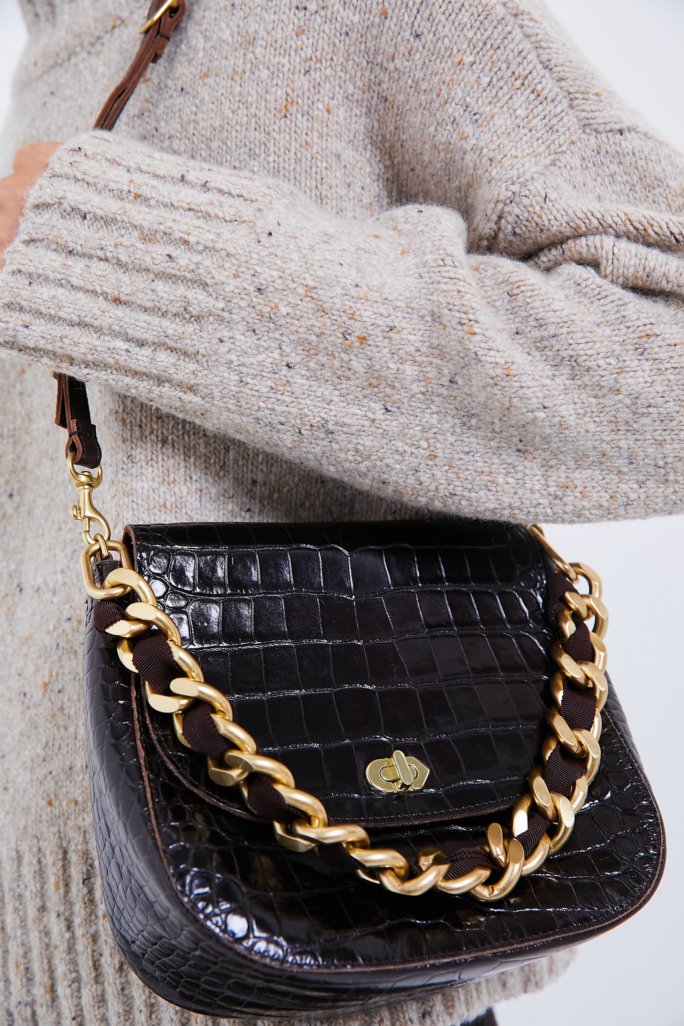 Kalamata Turnlock Louis Bag with Curb Chain Shortie Strap
