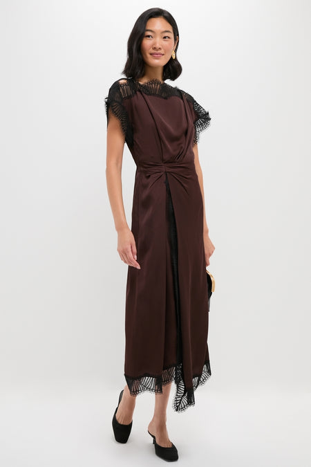 Cocoa and Black Luna Midi Dress - Main Image
