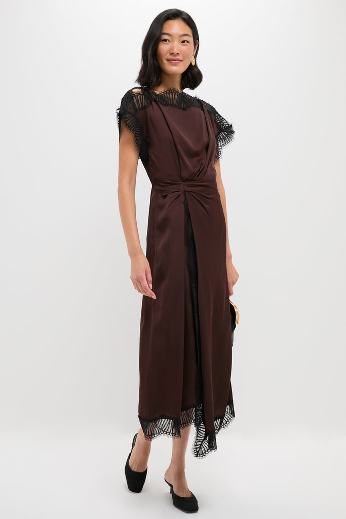 Cocoa and Black Luna Midi Dress